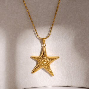 Style Wagon 18K Gold Ocean Swirl Starfish Pendant Necklace