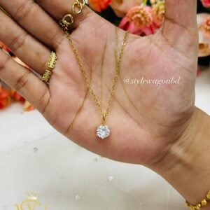 Style Wagon Radiant Drop Pendant Necklace - 18K Gold Plated